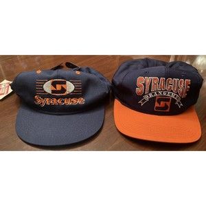 2 Vintage Syracuse Orangemen SnapBack Hats *Broken Snaps* Blue Orange NCAA